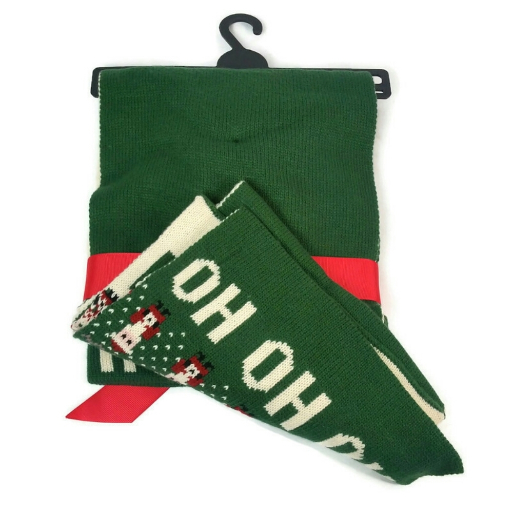 HO HO HO Christmas SCARF POM BEANIE GIFT SET 2-pc - Picture 3 of 6